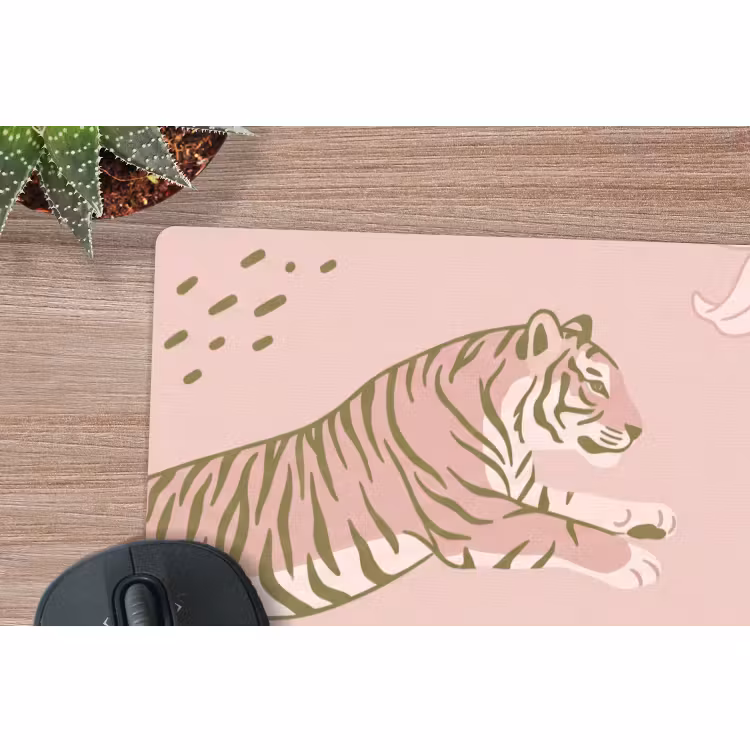 Mauspad - Katze – Springend – Blumen – Abstrakt – Rosa — 4