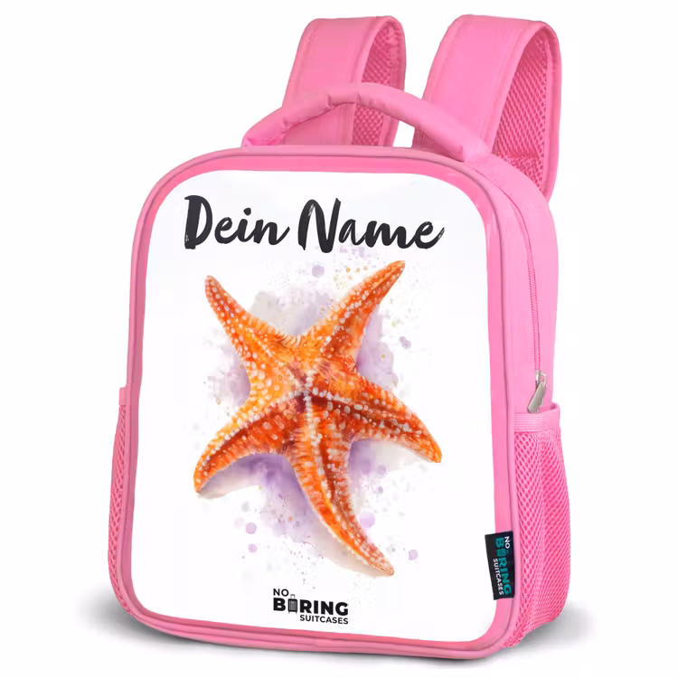 Rucksack Kind - Rosa - Orange Seestern Illustration — 2