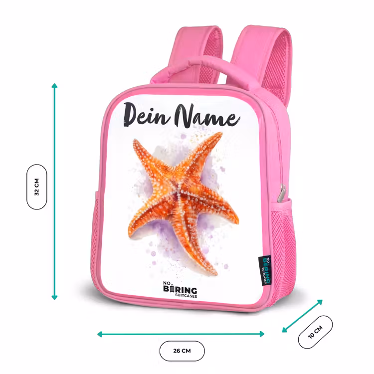 Rucksack Kind - Rosa - Orange Seestern Illustration — 4