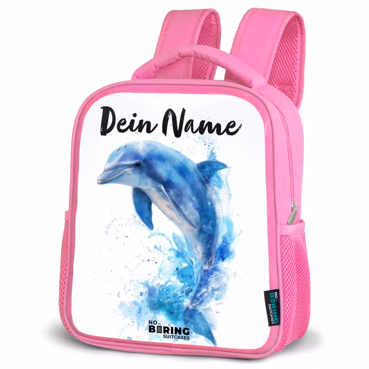 Rucksack Kind - Rosa - Springender blauer Delfin — 2