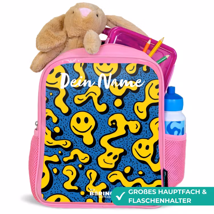 Rucksack Kind - Rosa - Smiley - Gelb - Blau — 3