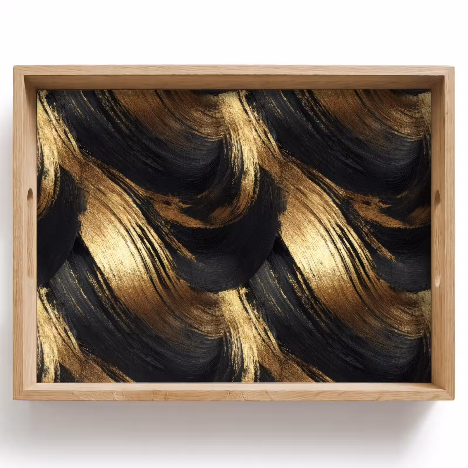 Tablett - Farbauftrag – Abstrakt – Gold – Schwarz — 1