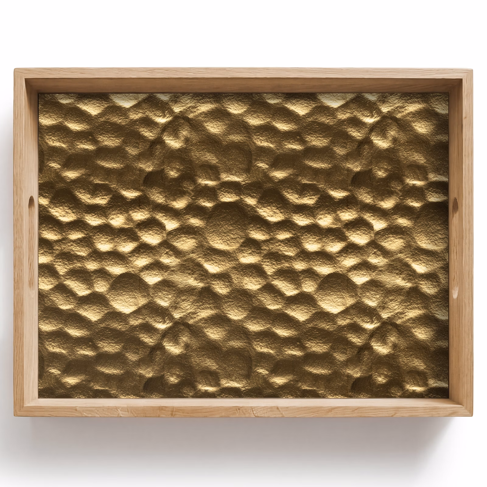 Tablett - Gehämmert – Relief – Struktur – Bronzegold — 1