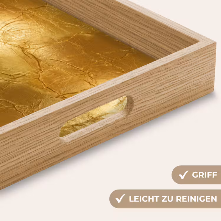 Tablett - Blattgold – Vintage – Struktur – Warmes Gold — 5