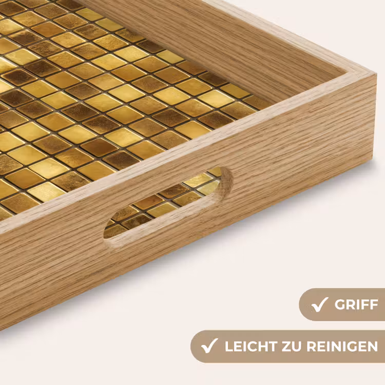 Tablett - Fliesen – Mosaik – Luxus – Warmes Gold — 5