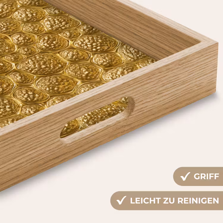 Tablett - Gehämmert – Mosaik – Antik – Gold — 5