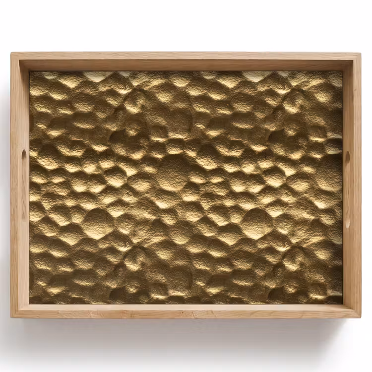 Tablett - Gehämmert – Relief – Struktur – Bronzegold — 1