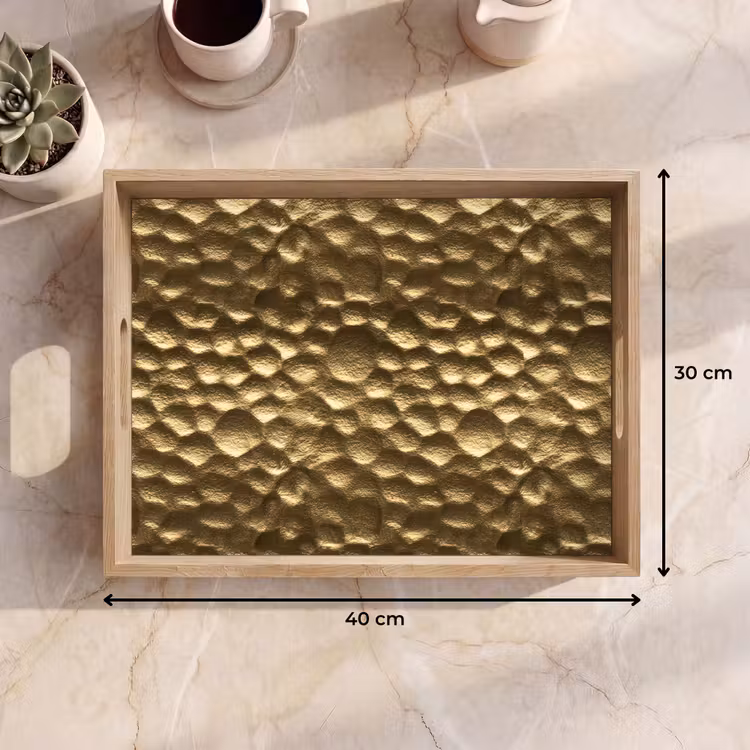 Tablett - Gehämmert – Relief – Struktur – Bronzegold — 9