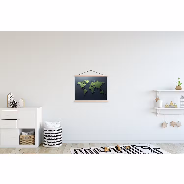 Stoffbild - Hellgrün - Blau - Weltkarte - 3D — 2