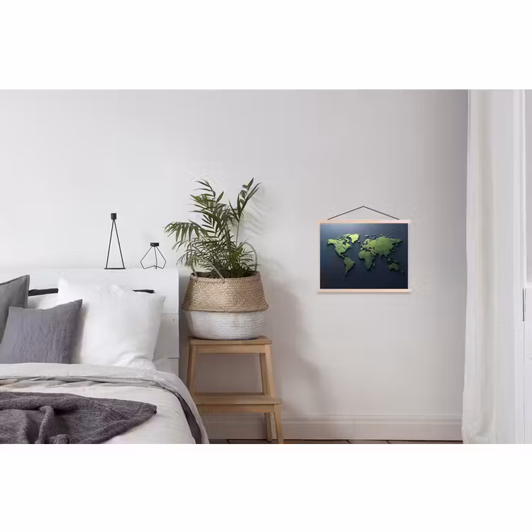 Stoffbild - Hellgrün - Blau - Weltkarte - 3D — 3