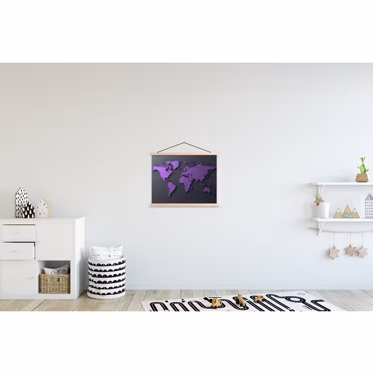 Stoffbild - Matte - Weltkarte - Violett — 2