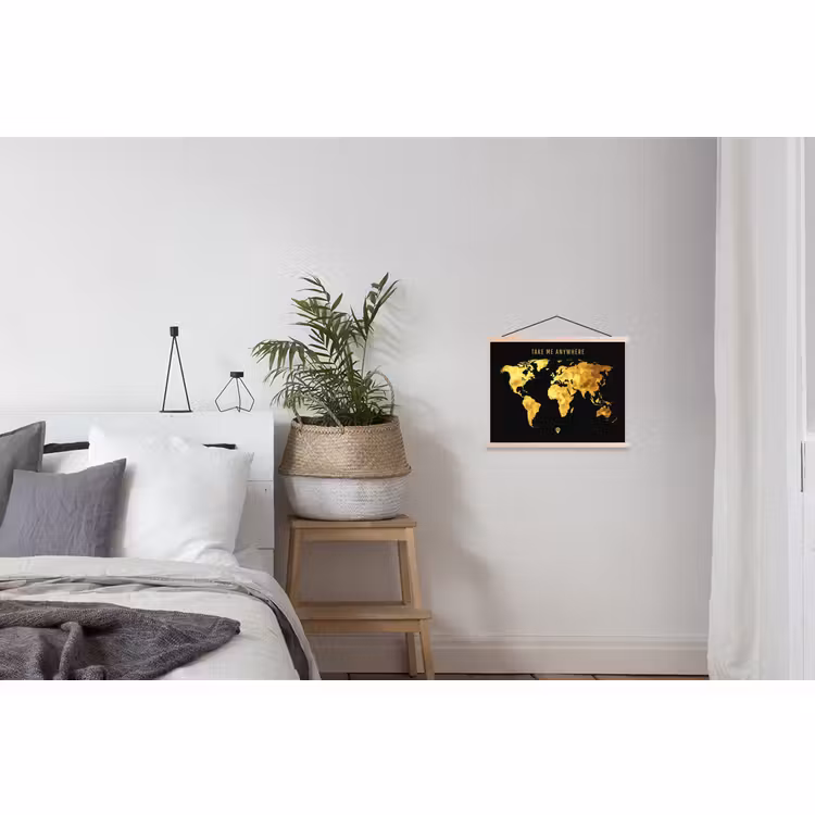 Stoffbild - Gold - Weltkarte - Zitat — 3
