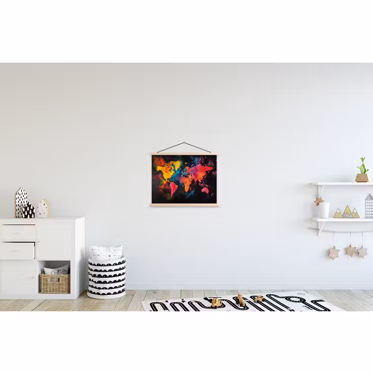 Stoffbild - Weltkarte - Puder - Farben — 2