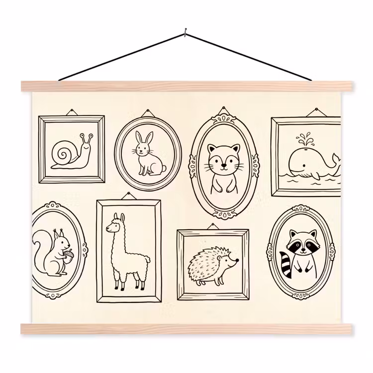 Stoffbild - Tiere – Illustration – Bilderrahmen – Galerie – Verspielt — 1