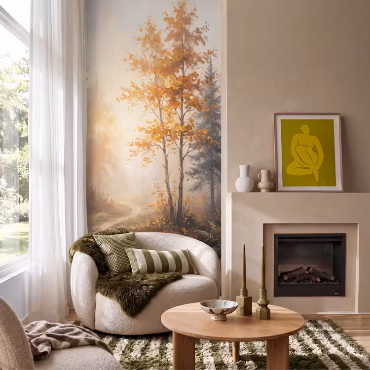 Tapete - Waldweg - Herbstlaub - Natur - Landschaft - Orange — 1