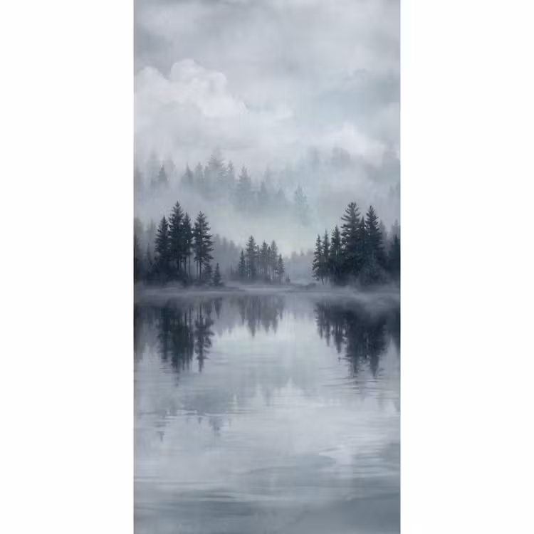 Tapete - Wald - See - Nebel - Natur - Grau — 2