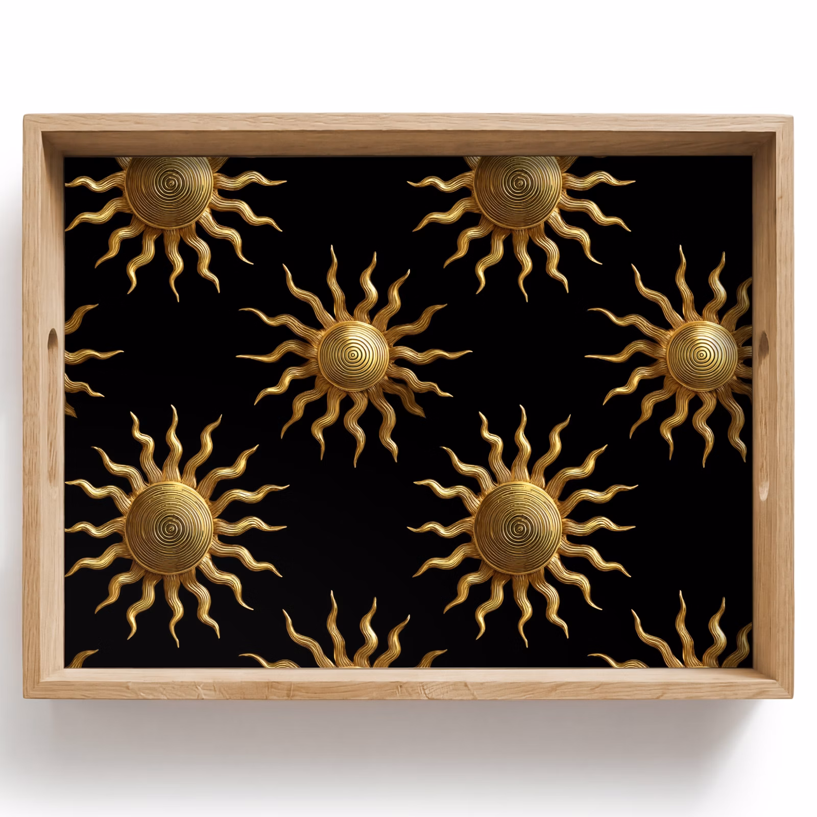 Tablett - Sonne – Muster – Luxus – Gold – Schwarz — 1