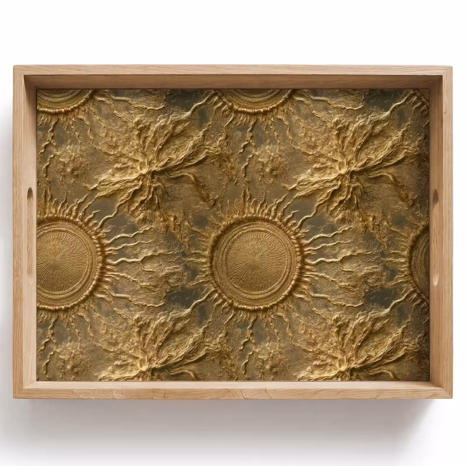 Tablett - Sonne – Relief – Antik – Gold — 1