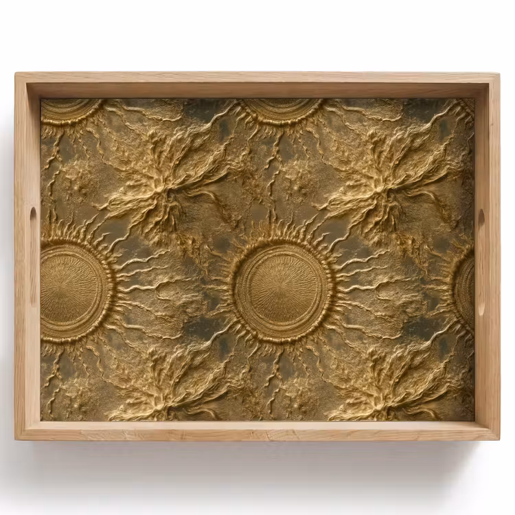 Tablett - Sonne – Relief – Antik – Gold — 1