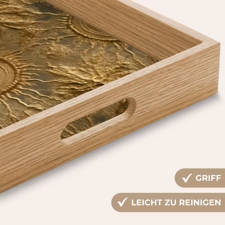Tablett - Sonne – Relief – Antik – Gold — 5