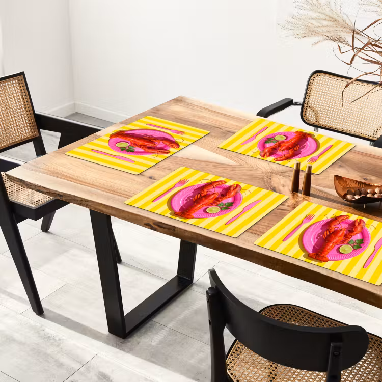 Tischset - 6 Stück - Essen – Rosa – Gelb – Modern – Kulinarisch — 4