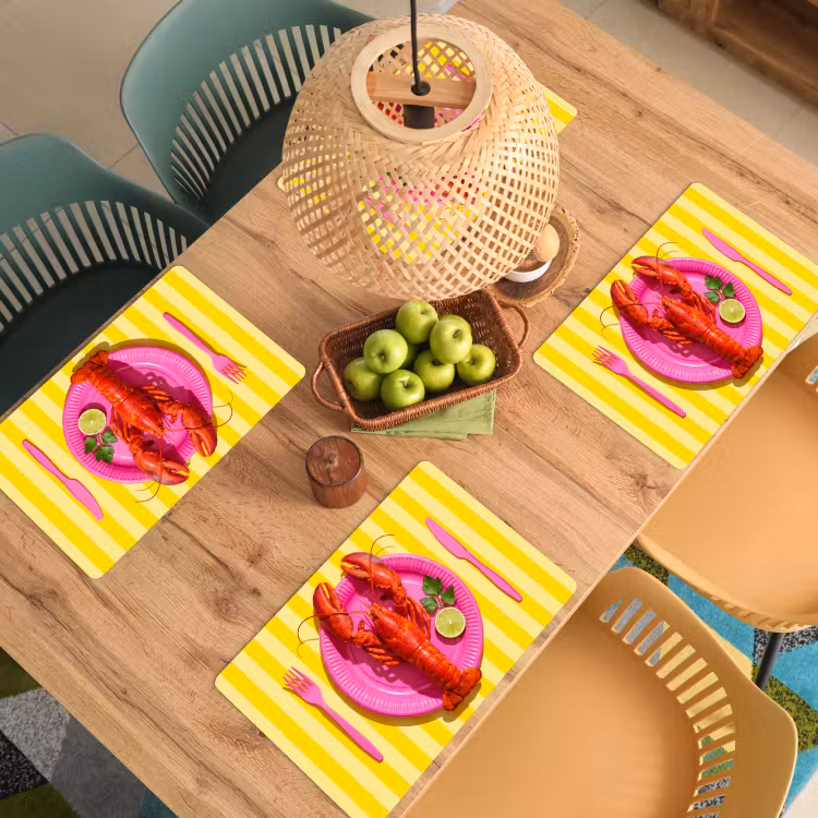 Tischset - 6 Stück - Essen – Rosa – Gelb – Modern – Kulinarisch — 5