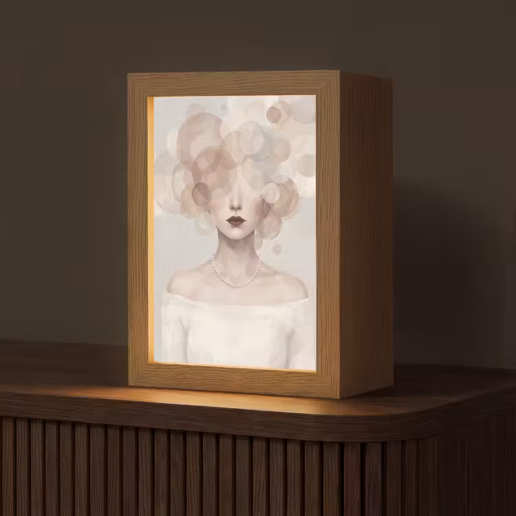Tischlampe - Frau - Kreise - Beige — 1