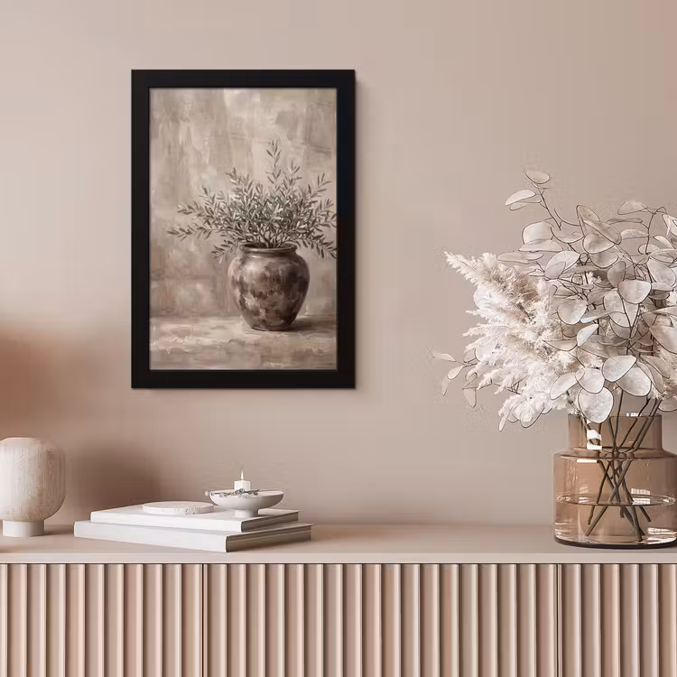 Bilder mit Rahmen - Olivenpflanze - Tontopf - Abstrakt - Beige — 4