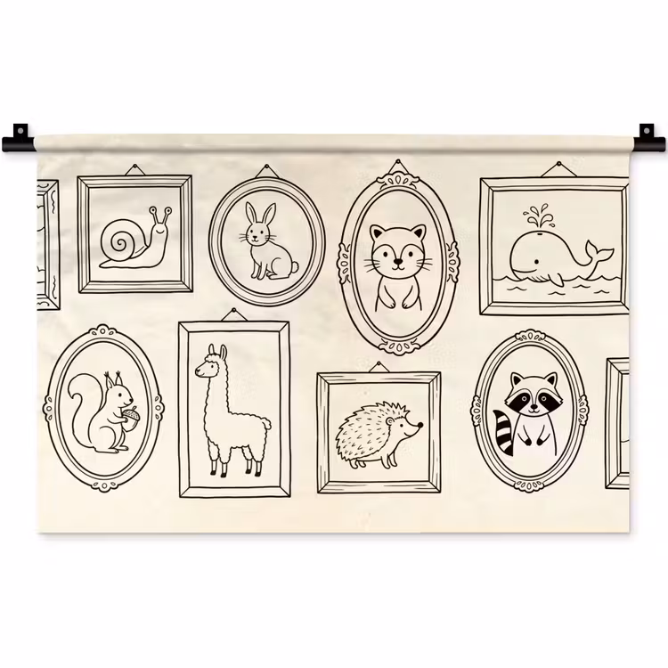 Wandteppich - Tiere – Illustration – Bilderrahmen – Galerie – Verspielt — 1