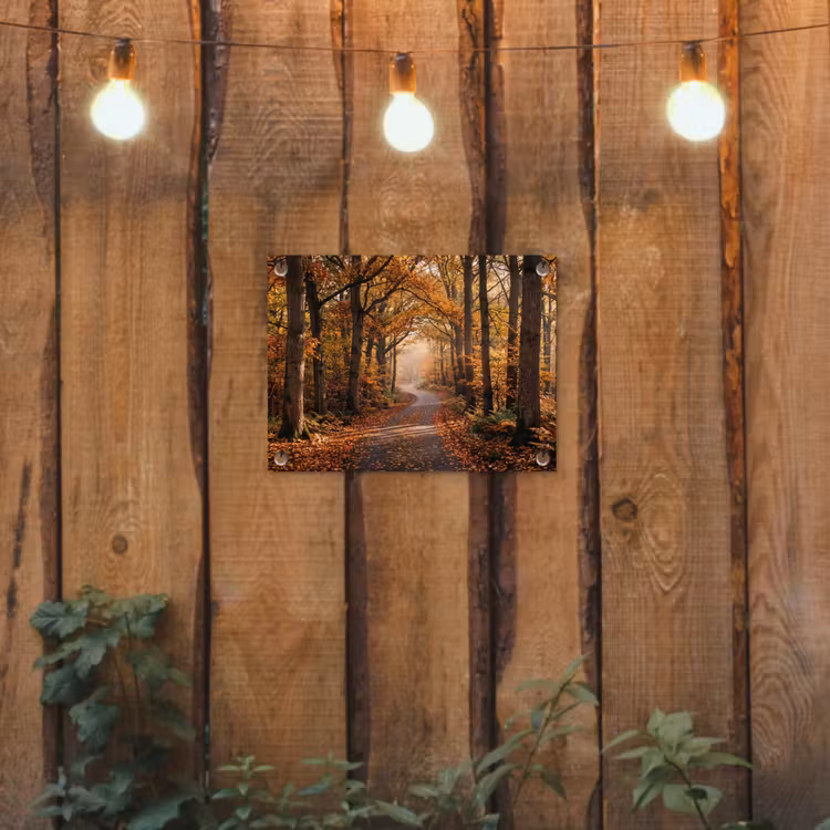 Gartenposter - Waldweg - Herbstwald - Blätter - Orange - Nostalgisch — 2