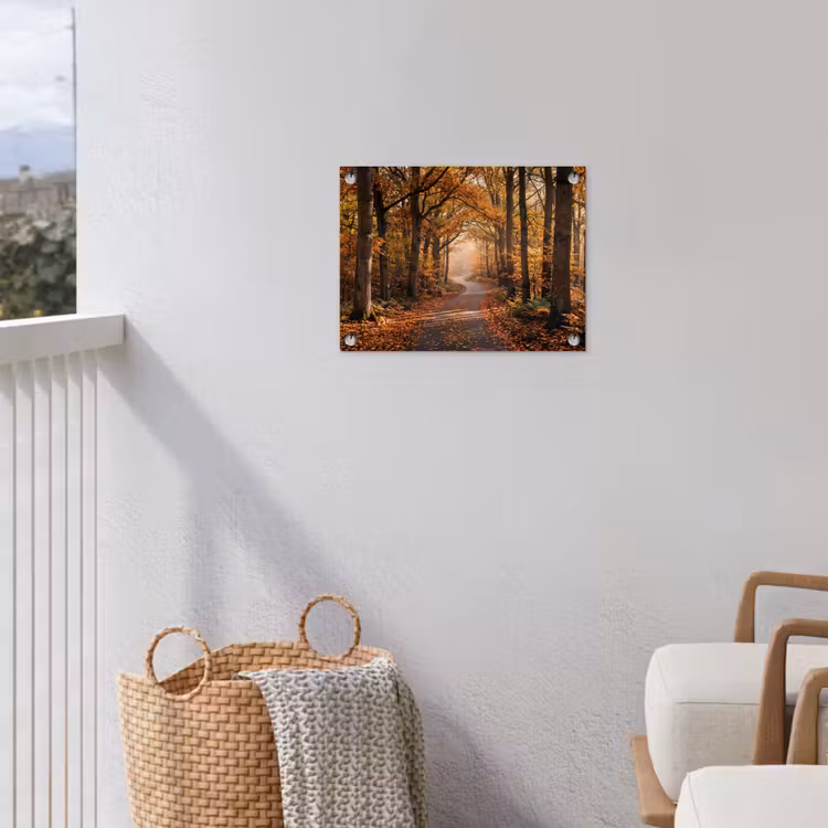 Gartenposter - Waldweg - Herbstwald - Blätter - Orange - Nostalgisch — 5