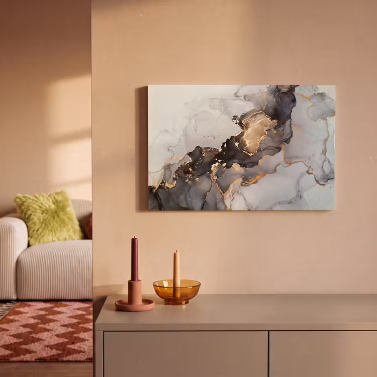 Leinwandbild - Schwarz - Marmor - Luxus - Gold — 2