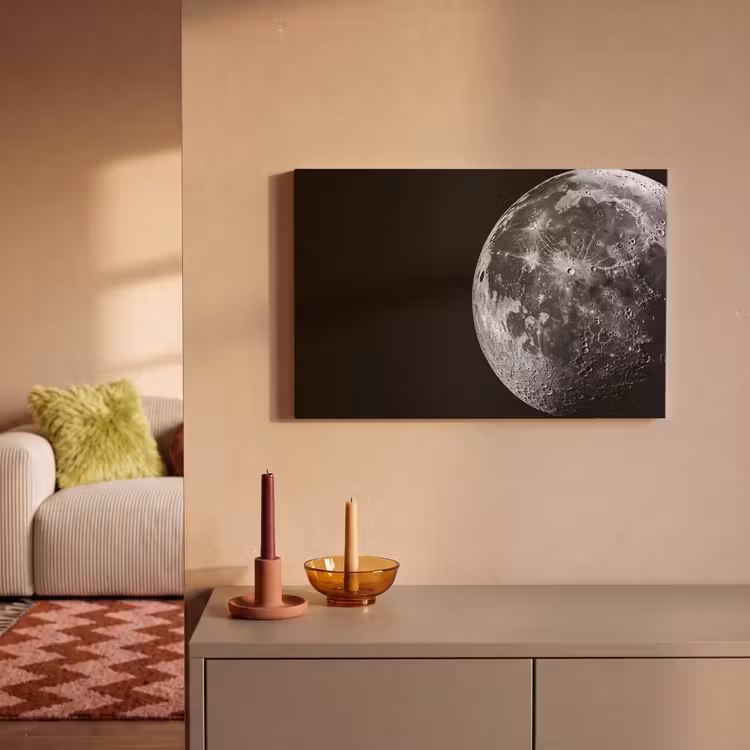 Leinwandbild - Nahaufnahme - Mond - Weiß - Textur — 2