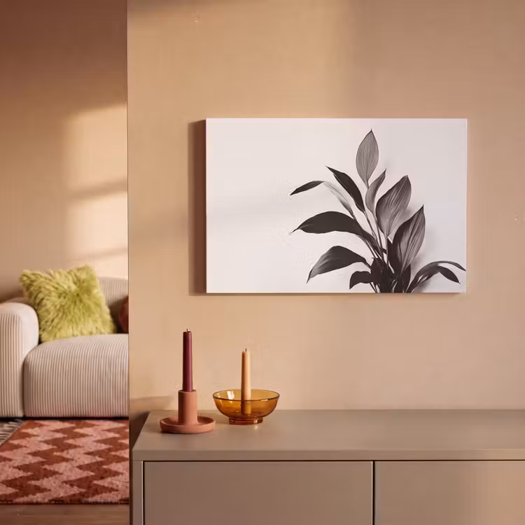 Leinwandbild - Pflanze - Blätter - Minimalistisch - Schwarz — 2