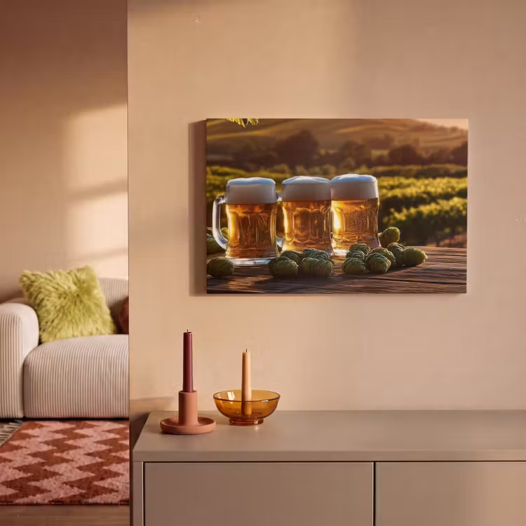 Leinwandbild - Bier - Hopfen - Landschaft — 2