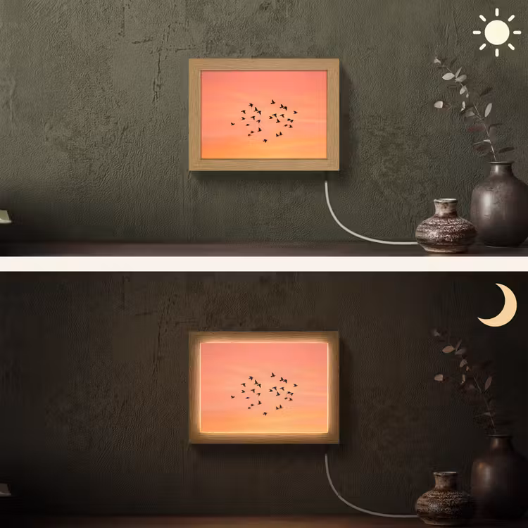 Lightbox - Wandleuchte - Schwarm - Vögel - Orange — 3
