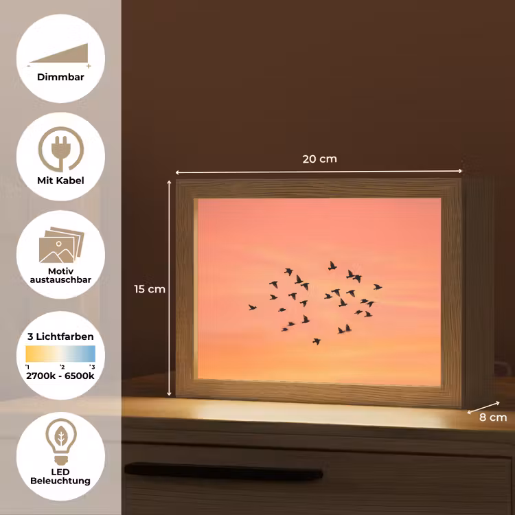 Lightbox - Wandleuchte - Schwarm - Vögel - Orange — 9