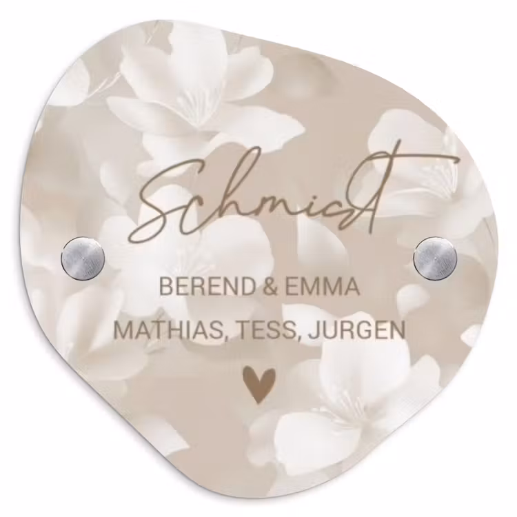 Namensschild Haustür Organisch  - Beigefarbene Blumen - Elegant — 1