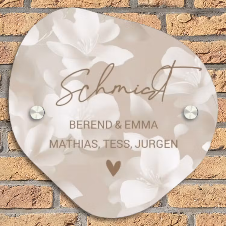 Namensschild Haustür Organisch  - Beigefarbene Blumen - Elegant — 5