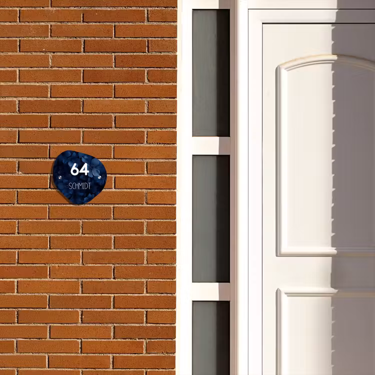 Namensschild Haustür Organisch  - Blaue Blumen - Modern — 4