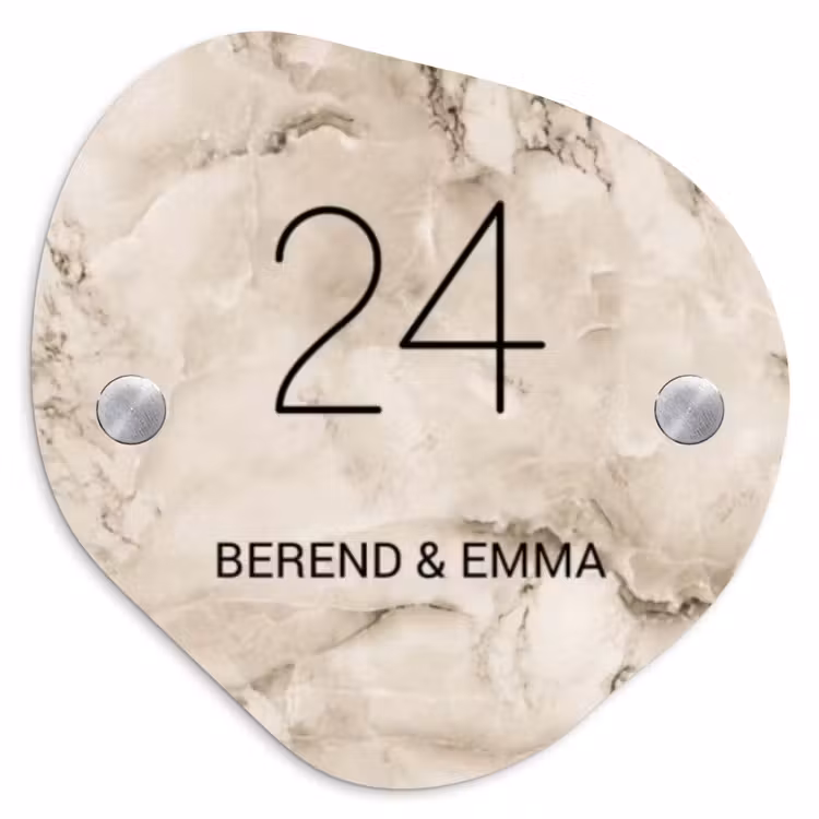 Namensschild Haustür Organisch - Hellbrauner Marmor - Klassisch — 1