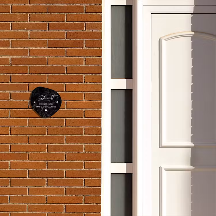 Namensschild Haustür Organisch - Schwarzer Marmor - verschnörkelt — 4