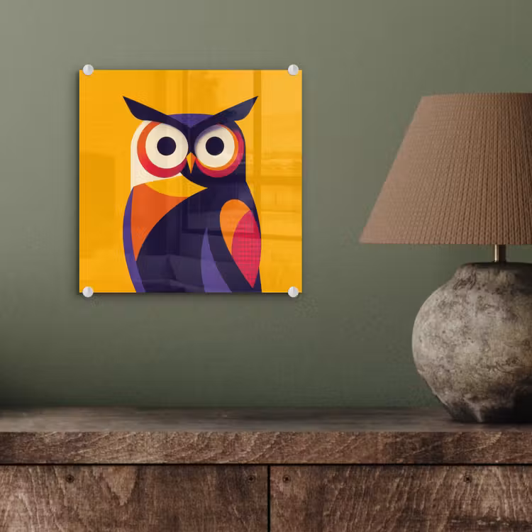 Glasbild - Eule - Grafik - Bunt - Augen — 4