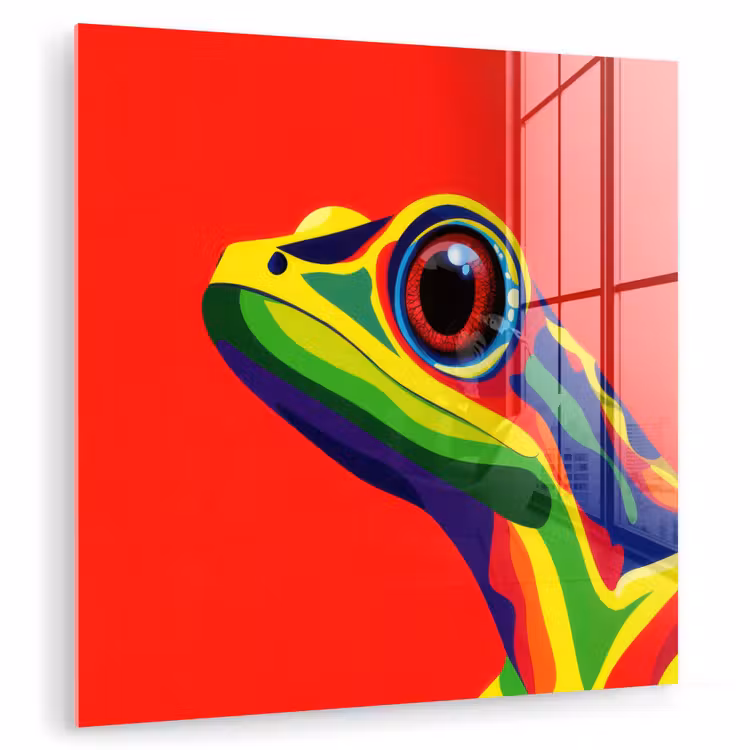 Glasbild - Frosch - Bunt - Gestreift - Augen — 1