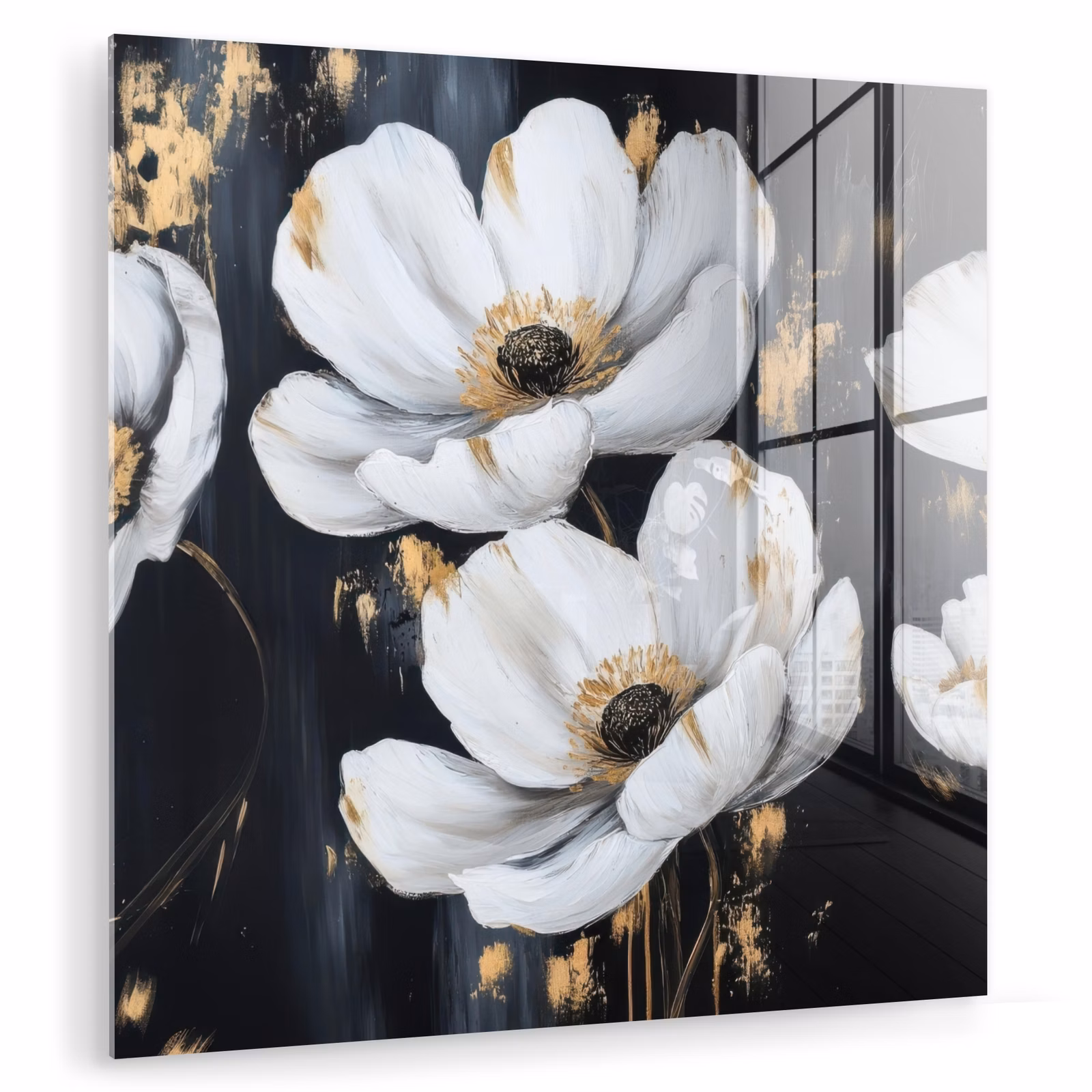 Glasbild - Blumen - Weiß - Abstrakt — 1