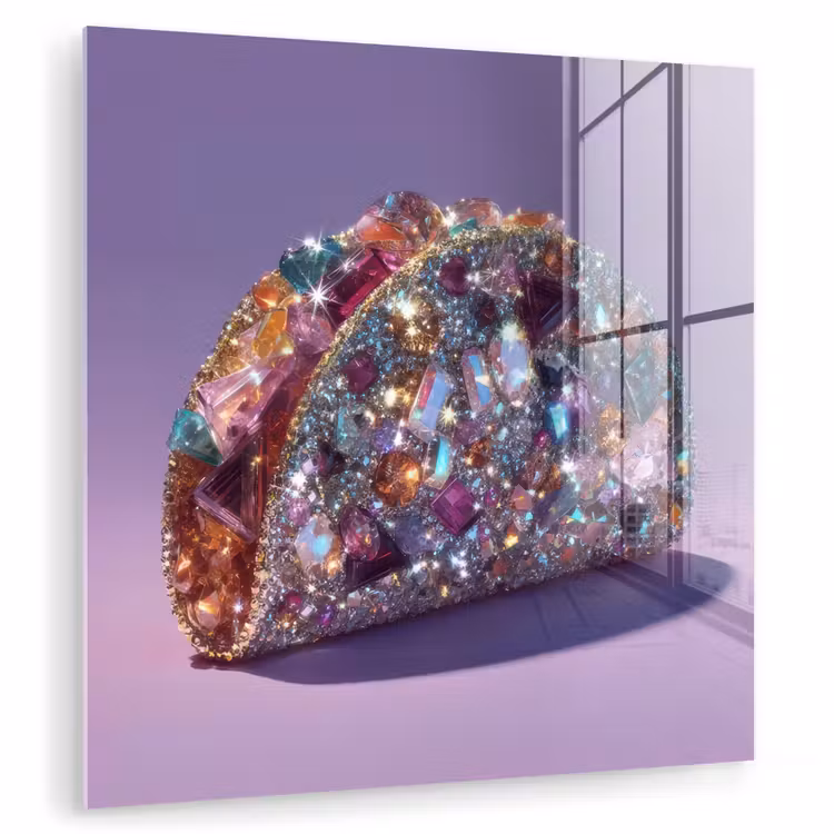 Glasbild - Edelsteine - Glitzer - Lila - Farbenfroh — 1