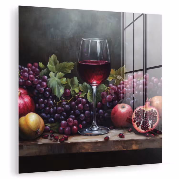Glasbild - Wein - Obst - Stilleben — 1