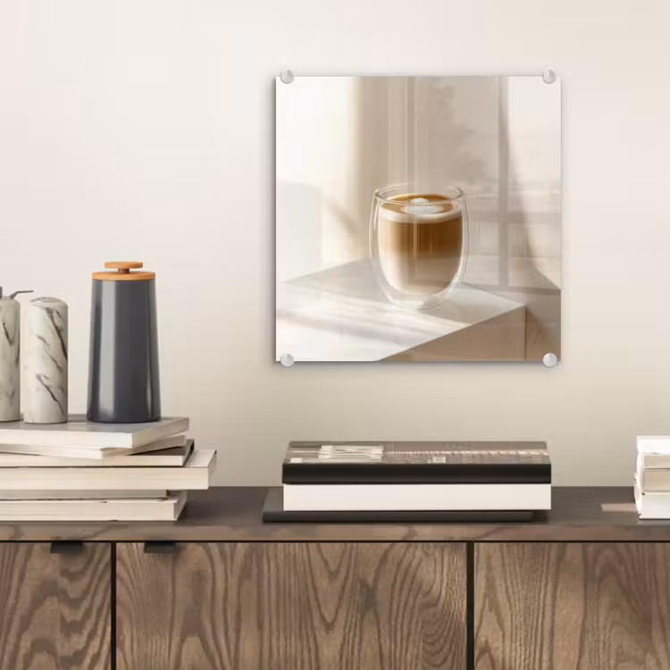 Glasbild - Becher - Latte - Minimalistisch - Schatten — 2