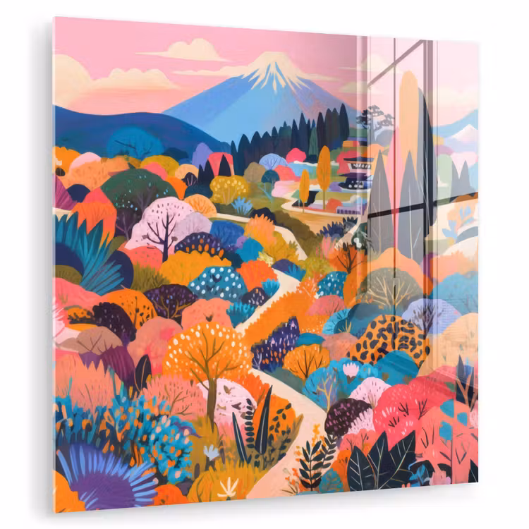 Glasbild - Weißer Berggipfel - Modern - Farbenfroh — 1