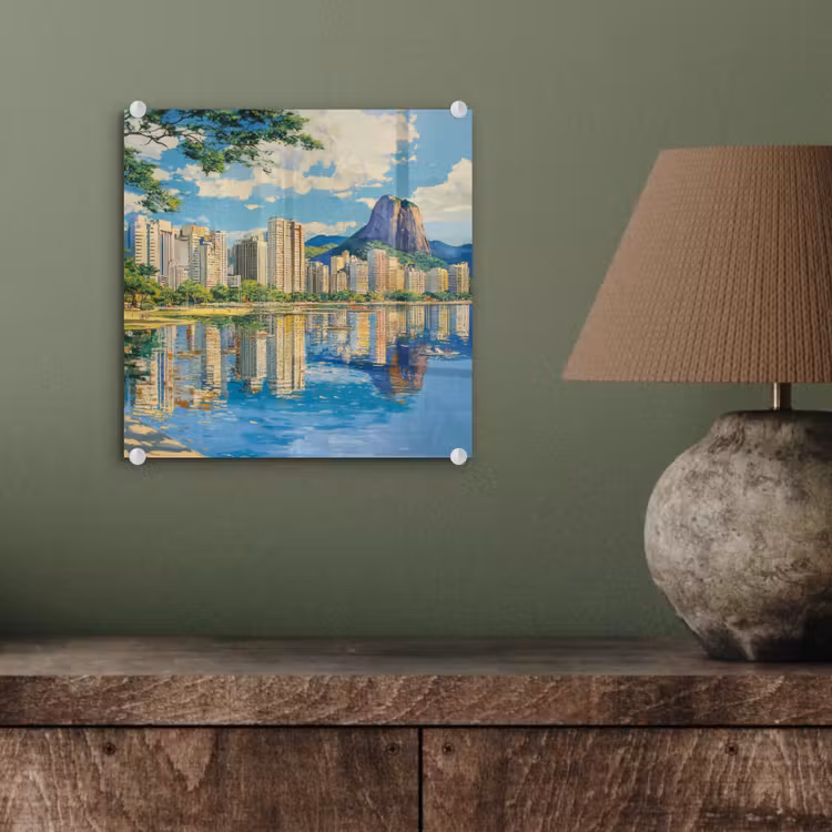 Glasbild - Berg - Skyline - Strand - Wasser — 4